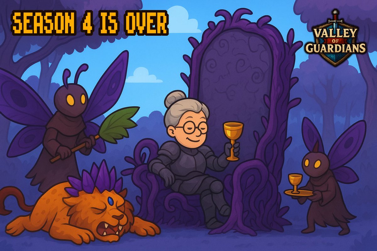 PlayVoG's tweet image. Season 4 has come to an end!
Huge thanks to all Guardians who grinded, fused, burned, and fought their way through the Valley. ⚔️💚

Season rewards are being processed and will arrive in the next 72 hours.

Start collecting GC for Season 5:
➡️valleyofguardians.xyz