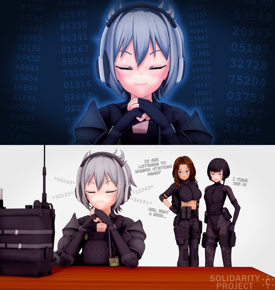 Epsilon has all the equipment a radio geek could ever want, including a short-wave radio which allows her to tune into the most mysterious signals, in this case, number stations, which are a favourite of hers to listen to during breaks.

#koikatsu #コイカツ