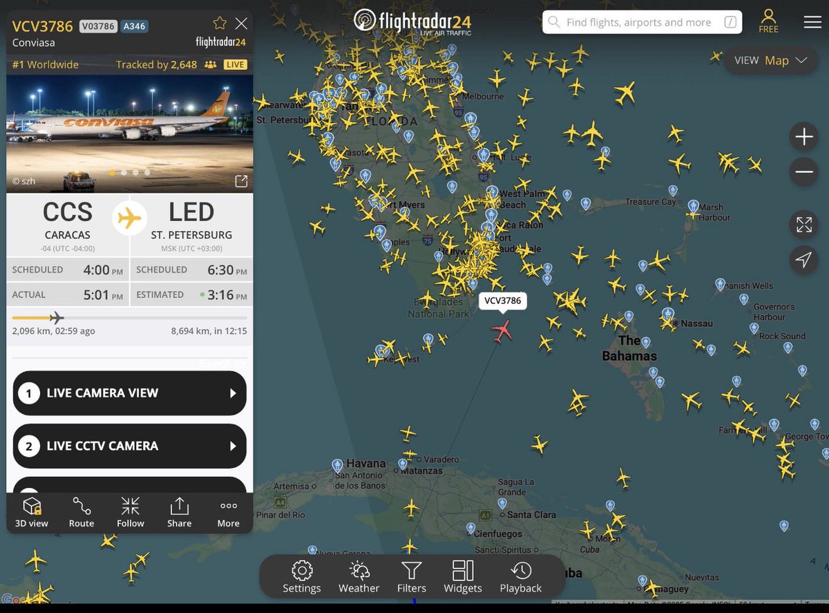 Jhonffonseca's tweet image. 🚨Última hora: El estado venezolano CONVIASA se dirigió originalmente a St. Petersburgo, Rusia está volando inusualmente dentro del espacio aéreo de los Estados Unidos.