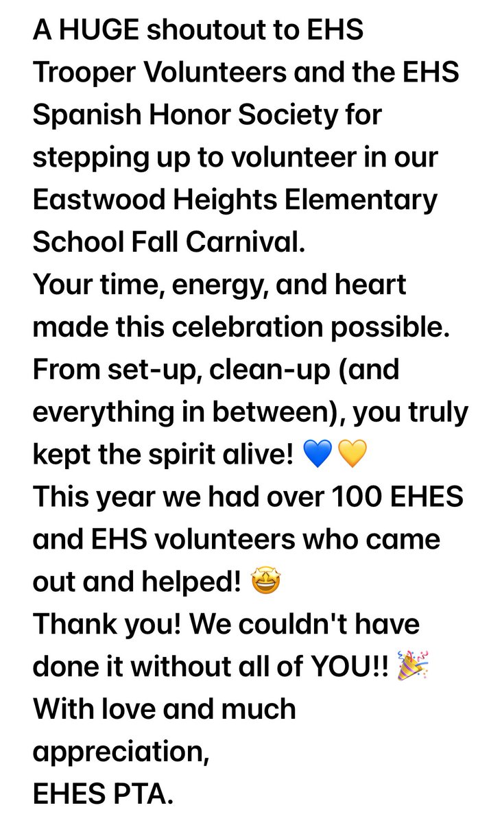 TroopSpotlight's tweet image. Today’s Tremendous Trooper Spotlight shines brightly on our EHS Spanish National Honor Society and other EHS volunteers that helped to make the EHES Fall Carnival such a huge success!!!!🍁🍂🎃🎡🎟️ thank you troopers for making the Eastwood Community such a great place!!!