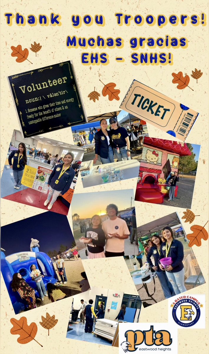 TroopSpotlight's tweet image. Today’s Tremendous Trooper Spotlight shines brightly on our EHS Spanish National Honor Society and other EHS volunteers that helped to make the EHES Fall Carnival such a huge success!!!!🍁🍂🎃🎡🎟️ thank you troopers for making the Eastwood Community such a great place!!!