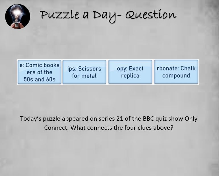 PuzzleADayBlog's tweet image. An Only Connect Puzzle

#puzzle #puzzles #puzzleaday