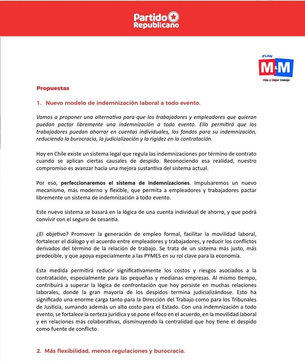 La página del programa de Kast
dónde elimina la indemnización por años de servicio para los trabajadores despedidos.  

* Desmentirlo ahora no sirve está en su programa.