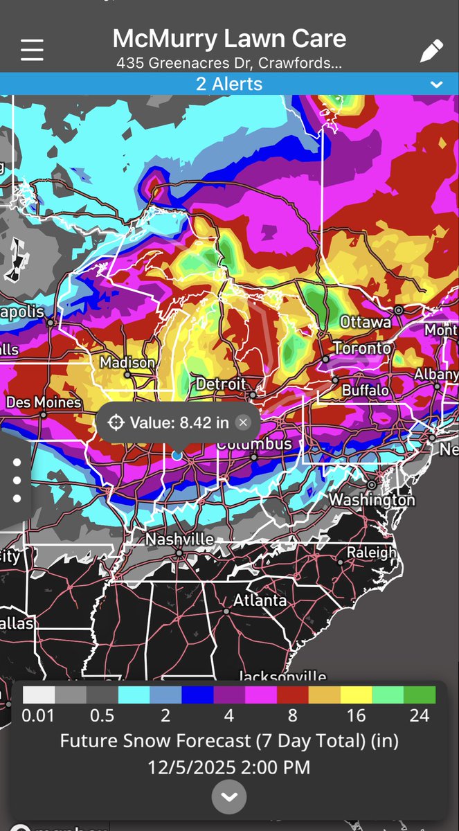 jaredmac26's tweet image. It is November 28

Coming from an October that was one of the warmest on record 

This is the projected next 7 day snowfall total 

Absolutely wild!

My favorite feature about Clarity from @bam_weather