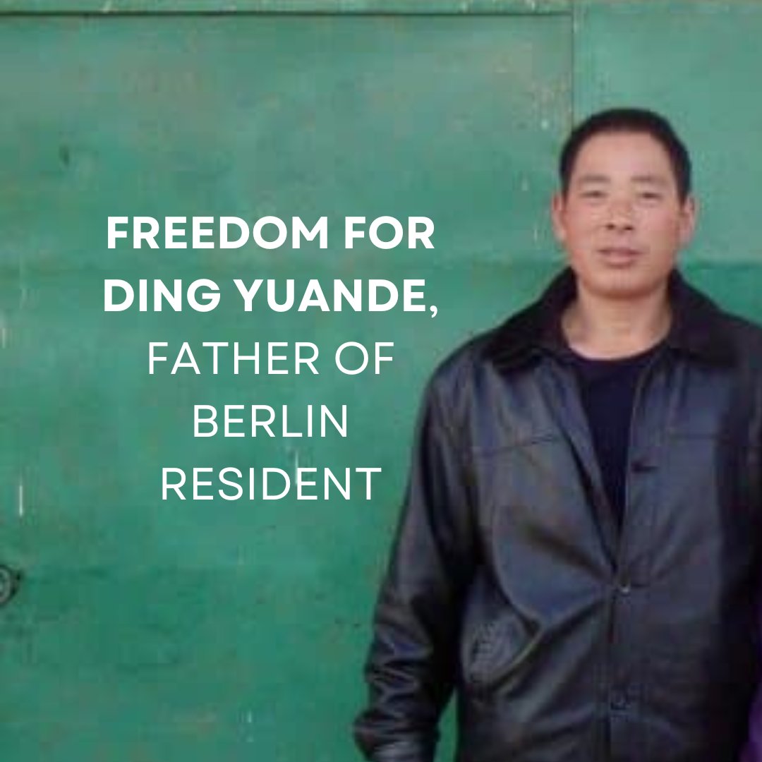 The father of Berlin <a href="/ding_lebin/">Ding Lebin</a> was unfairly tried two years ago in Chinese court for his religious belief.

Family fear Ding Yuande may be tortured and forced to do labor in prison.

German NGO, Gesellschaft für bedrohte Völker (<a href="/GfbV/">Gesellschaft für bedrohte Völker (GfbV)</a>) give their support, demanding for Ding’s