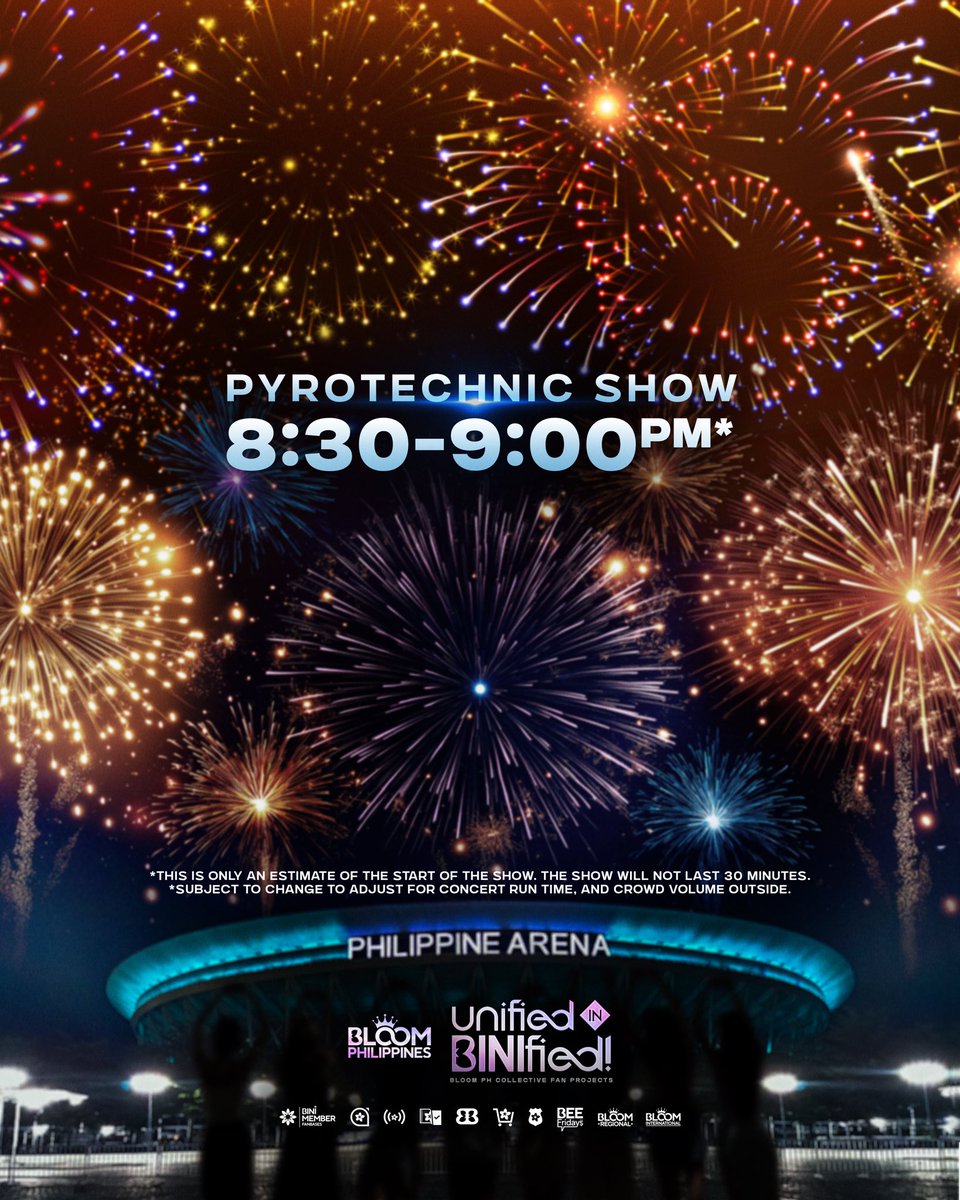TEAMBLOOMPH's tweet photo. 💥 PYRO SHOW ALERT! 💥

Right after the BINIfied concert, we’ll be lighting up the sky with a special pyrotechnics show! ⛅✨

Timing may vary depending on the run time of the concert.

We understand that not everyone may get to witness it live, but we’re hoping the production team can capture the moment and show it on the LED screens inside. 🌸💗

Let’s end the night with a burst of magic, Blooms! 🌟

BINIFIED PH ARENA PARTY

#BINIFIED #BINIfiedPHArena
#LetsGetBINIfied @BINI_ph