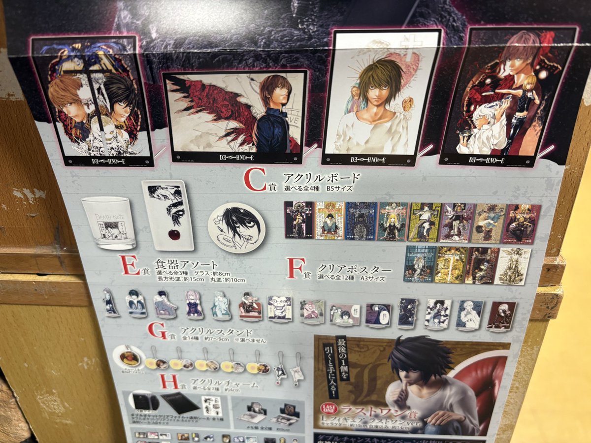 デスノート 一番くじ B賞 L フィギュア クリアポスター アクリルチャーム デスノート 一番くじ B賞L フィギュア &アクリルチャーム2種＆クリア