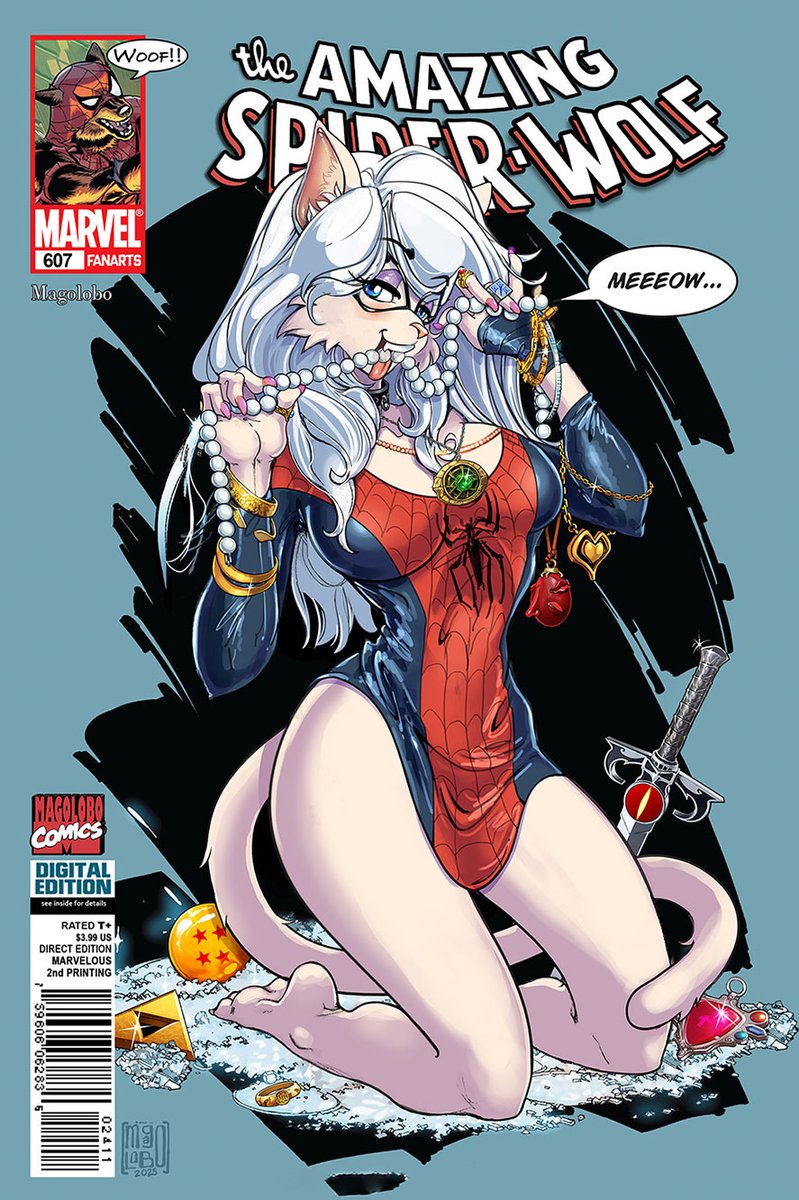 Magolobo's tweet photo. In 2021 Scott Campbell challenged everyone to recreate the cover art he did for The Amazing Spider-Man #607. I decided to take on the challenge myself and here is my version.
#DrawThisInYourStyle #ReDrawASM607 #JScottCampbell #Magolobo #furry #furryartist #BlackCat #Spiderman https://t.co/Zl2BpwbwCV