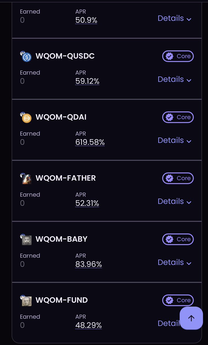 APR up to 600% right now on Qomswap. 

1. Buy $QOM 

2. Buy some $FUND $BABY $FATHER 

3. Add LP to farm 

Enjoy Qswap Rewards, the best DEX.