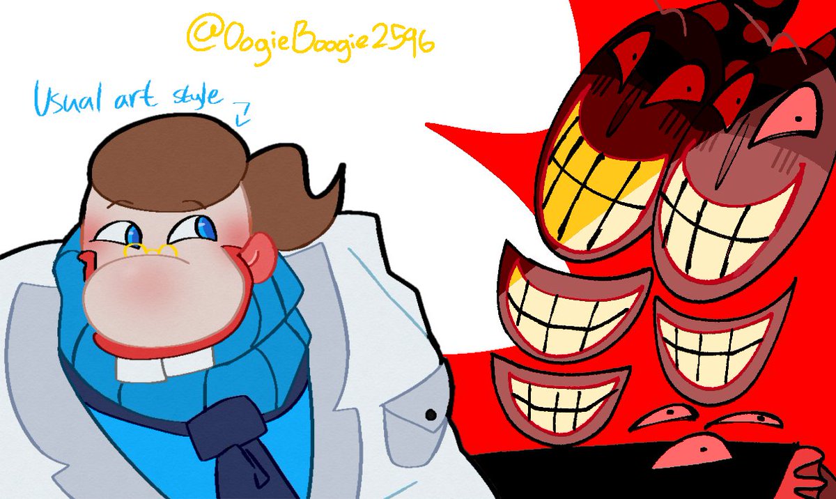OogieBoogie2596's tweet image. Messing around with art styles!

(Also why does Baldloon kinda look like Him from Power Puff Girls lol)

#bbieal
#baldisbasics