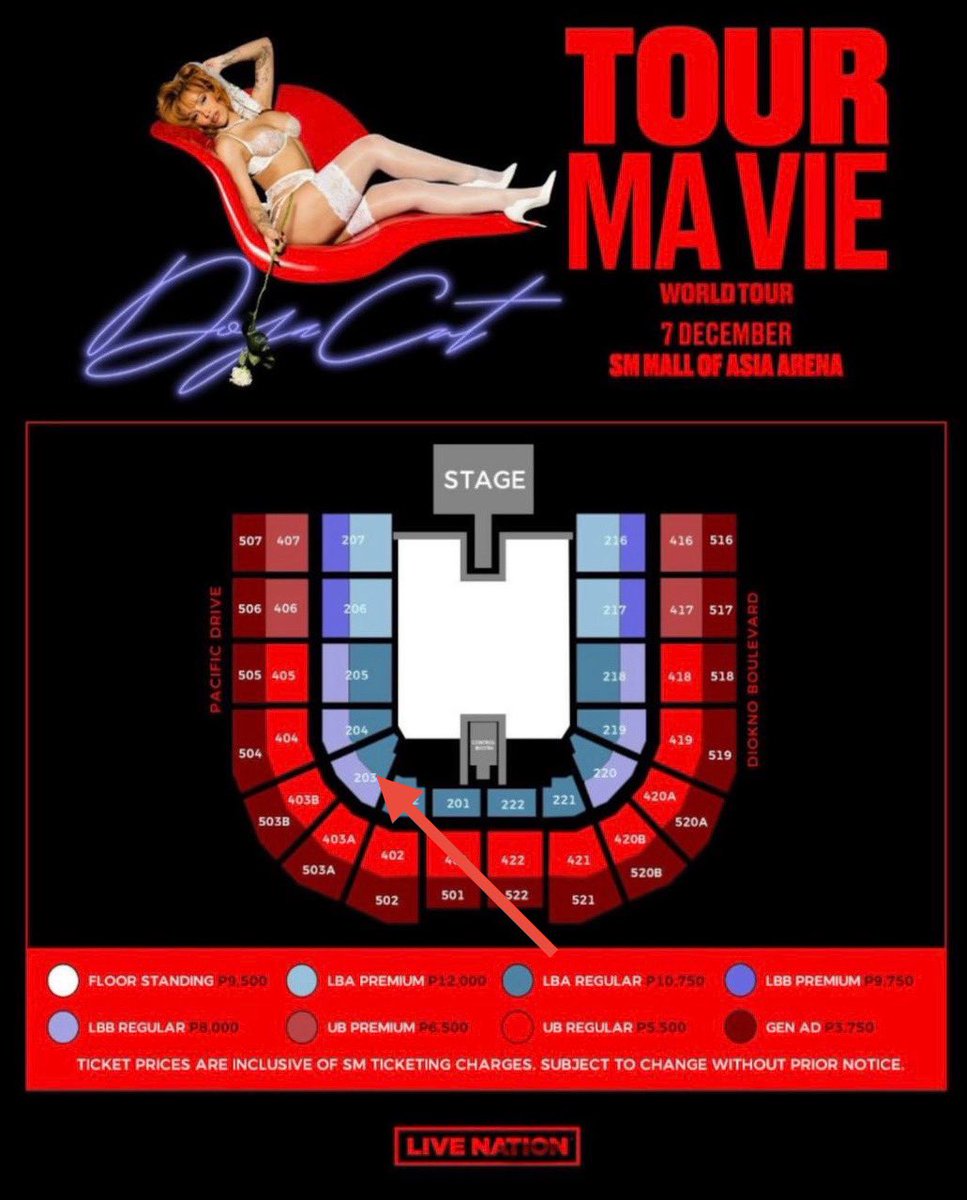 _takeachillphil's tweet photo. hi guys. i’m selling 2 Doja Cat concert tickets as I can’t attend due to schedule conflict. 

Lower Box A Regular 203. Pls dm me for details! Thank u https://t.co/GbaQGbp1ux