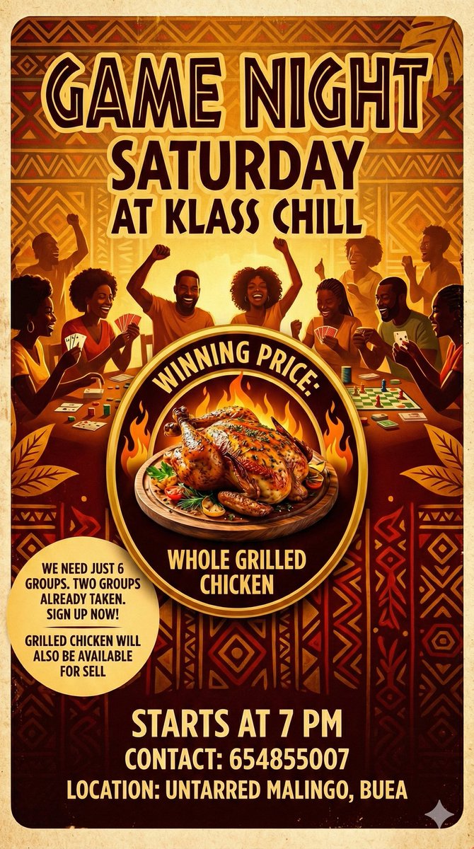 Game Night starts at 7 PM. Bring a squad that actually knows how to play, or just bring cash to buy your own chicken when you lose.😏.
Either way you are coming right 🥹😉