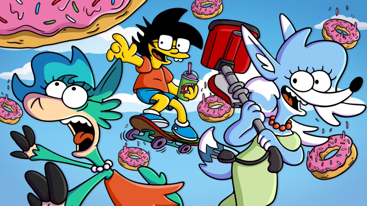 Thumbnail I made for a Fortnite stream me and my friends did
Featuring me, <a href="/selectwario/">renni</a> and <a href="/IndieAlpaca/">Indie!</a> 
I love drawing in the Simpsons style so much and I think I'm getting better and better at it 🍩🍩🍩