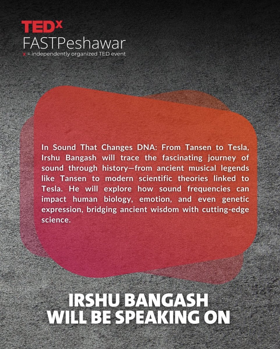 Irshubangash's tweet photo. See you there TED Conferences !

#Tedtalk #tedxnust #Nust #peshawar #Ted #sound #music #irshubangash https://t.co/EiwMA7uTgC