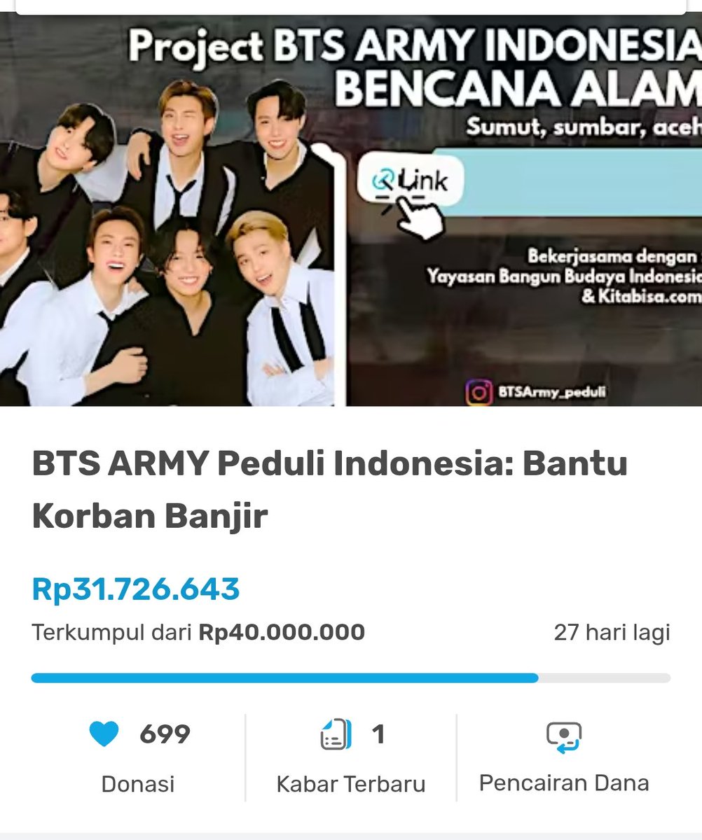 BtsarmyPeduli's tweet image. 💜 ARMY Indonesia, we did it — and we keep going!
Terima kasih Saat ini donasi sudah mencapai Rp31.726.643 dan masih terus dibuka! 🙏✨

Link donasi masih OPEN ⬇️
kitabisa.com/BTSARMY4SUMATRA

#BTSARMY #ARMYForIndonesia #BTSARMYPeduli #StayStrongSumut #StayStrongSumbar #StayStrongAceh