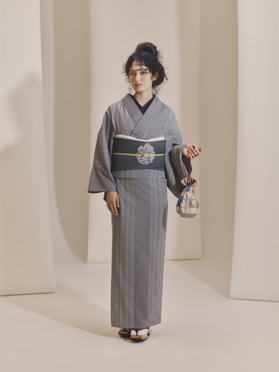 江戸日和】 片貝木綿 矢鱈縞無地 白鼠 58,300円(税込) 江戸時代に流行