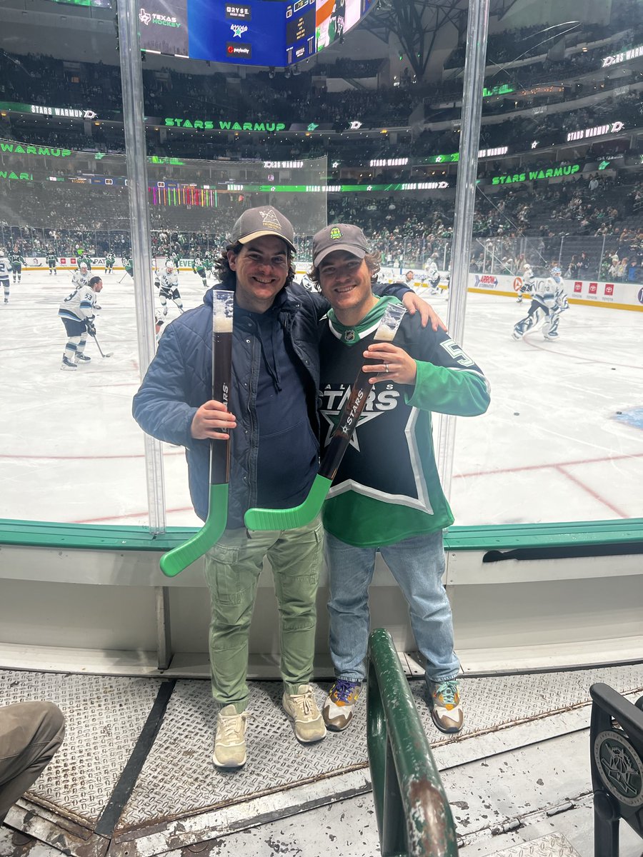 Beer sticks with the bro!!! Geaux <a href="/DallasStars/">Dallas Stars</a>!! #TexasHockey #GoStars