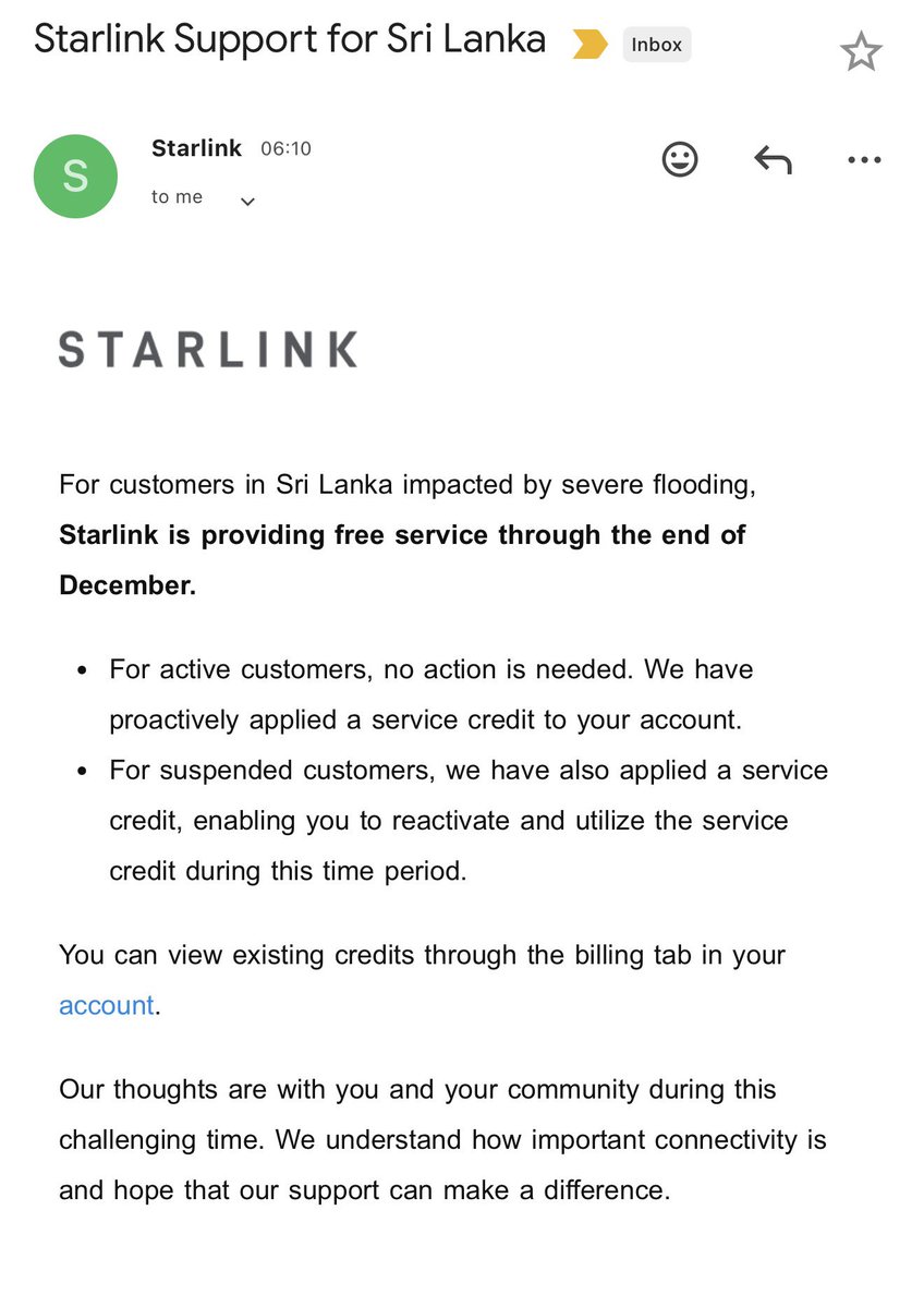 sonaljay8's tweet image. This is absolutely incredible by @Starlink considering how small a market Sri Lanka must be for them as well! 

Thank you @elonmusk we are already hearing stories of how Starlink helped affected communities stay in touch.