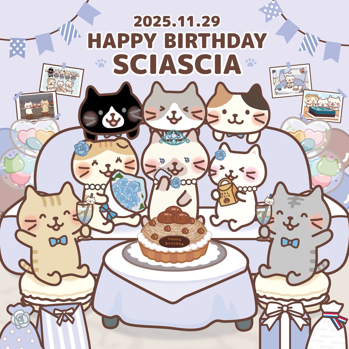 ハピンズ　ふくふくにゃんこ　バースデーケーキストラップ　コンプリートセット ふくふくにゃんこ ケーキクッション（ミケランジェロ） – HAPiNS