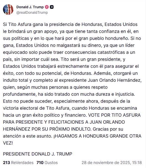 Nos irrespeta y desprecia como pueblo y como Estado soberano. Pretende humillarnos: pide nuestro voto para una candidatura y a cambio nos ofrece perdonar los delitos a quien cubrió de vergüenza nuestro país.
Es nuestro deber responder con nuestro voto responsable. No bote su voto