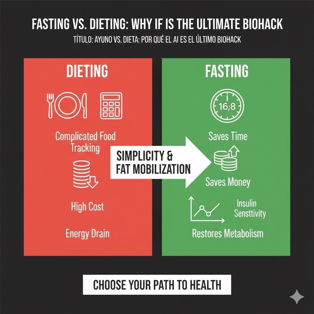 FastingEngineer's tweet image. Ditch complex diets! 🥗➡️⏰ #IntermittentFasting is the ultimate #biohack: saves time &amp;amp; money, restores metabolism, &amp;amp; boosts insulin sensitivity. Choose #IF for #Simplicity &amp;amp; #FatMobilization! #FastingBenefits #WellnessJourney
