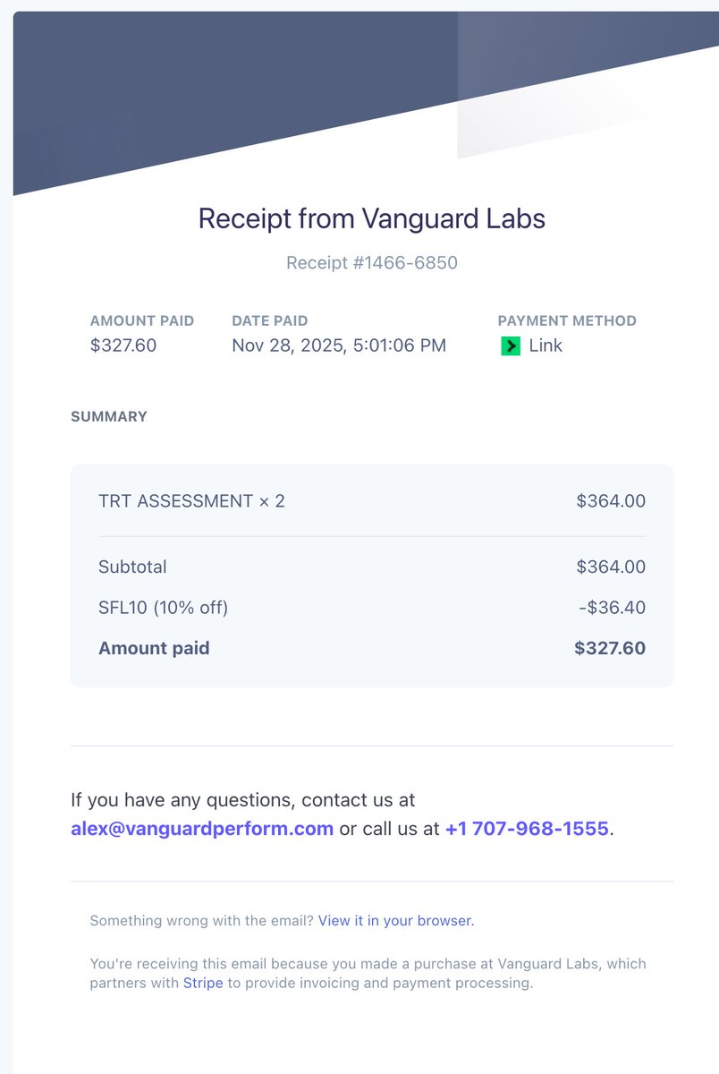 Banked a couple of TRT Assessment panels - will need them in the near future - also scored some prolactin tests.

Ready to go full retard - and still get my bloodwork tested!

<a href="/labs_vanguard/">Vanguard Performance Labs</a> <a href="/BowTiedHRT/">SilverFoxLeo</a>