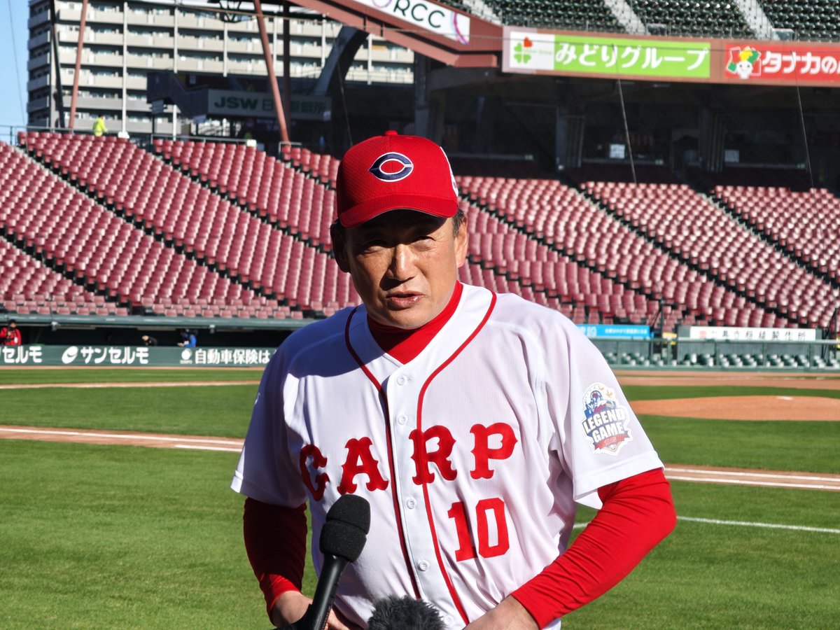 【レジェンドゲーム】
金本知憲さん
通算2578試合2539安打476本塁打、打率2割8分5厘
1002打席連続無併殺打（日本記録)
1492試合連続フルイニング出場、13686連続イニング出場（世界記録）

ケガだけはしたくない。ロッカーでは達川さんがずっと一人で喋っているので、笑かせてもらっています。