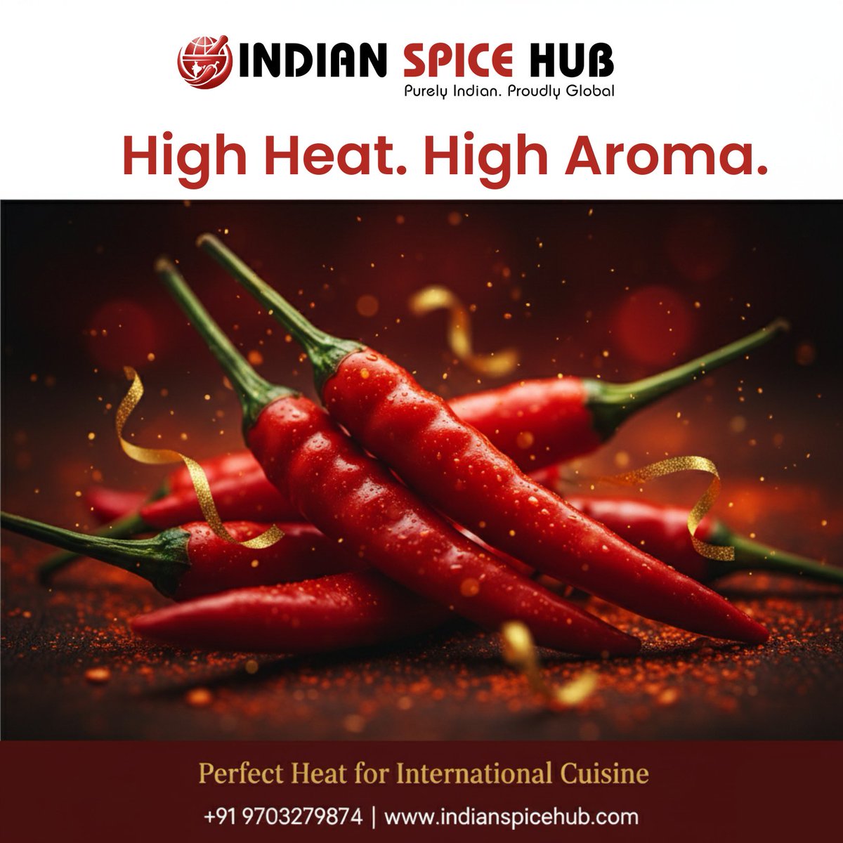 IndiaSpiceHub's tweet image. Looking for that perfect kick? 🌶️

Experience High Heat &amp;amp; High Aroma with our premium Indian Red Chillies. Sourced for perfection and ready for the global market.
Elevate your international cuisine with the authentic taste of India.

📞 +919703279874
#IndianSpiceHub #SpiceExport