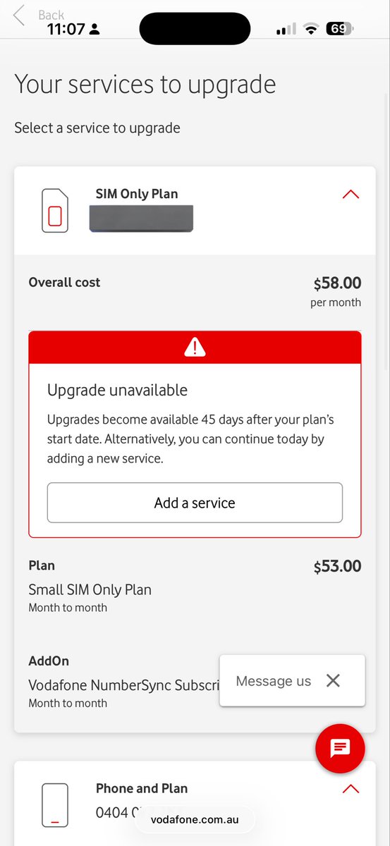 cryzxibb's tweet photo. I have my prepaid plan for years and when i got the new 17 pro phone i got the plan. I expected my prepaid to be cancelled but it wasnt. I was given another number for the postpaid one and i dont want it. I want to keep my number but cancel the prepaid. @VodafoneAU https://t.co/13PpfuwtnY