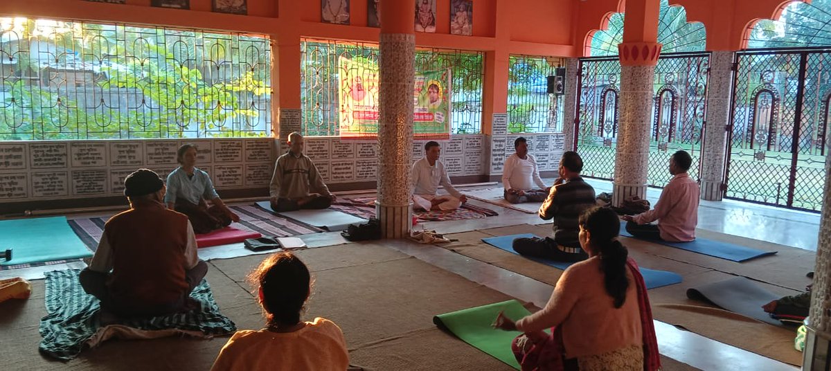 This morning's yoga class 29/11/25. Kalighat Hindu Milan Temple Bharat Sevashram Sangh Cooch Behar.