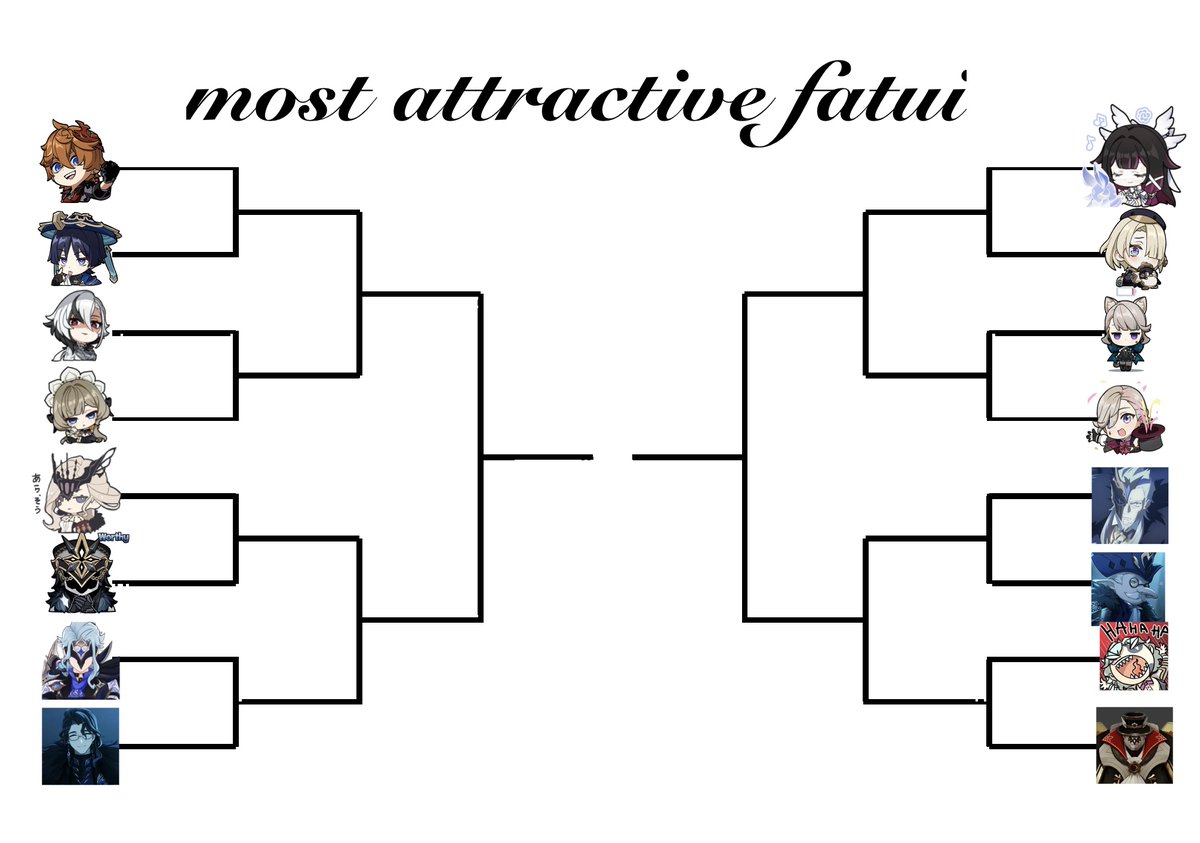 PopHarbingers's tweet photo. MOST ATTRACTIVE FATUI TOURNAMENT!

Vote for the Lord Harbinger (or their subordinate) that you want to fuck the most!

Banish the one you hate the most to the infinite depths of the Abyss! Wish for their deaths!

12 hours for each round.

Have fun! https://t.co/hmXD7eAXWG