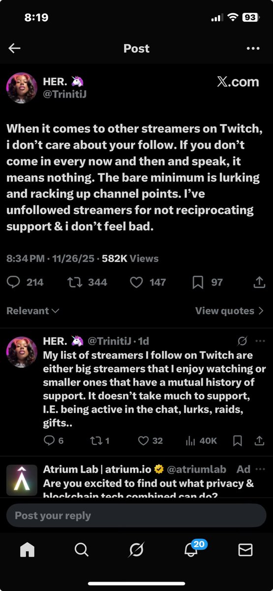 WindShinobi590's tweet photo. @Em1liath I’m curious who are the “big streamers” she follows who are also that active in her chat 🤔 https://t.co/MDGu6UPJXu