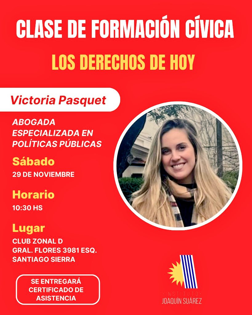Mañana cerramos con fuerza nuestro primer ciclo de Capacitaciones 2025: organización, movimiento y presencia real en el territorio. Nos acompaña la Dra. Victoria Pasquet con la charla “Los Derechos de Hoy”, un aporte clave para seguir impulsando cosas buenas en el territorio