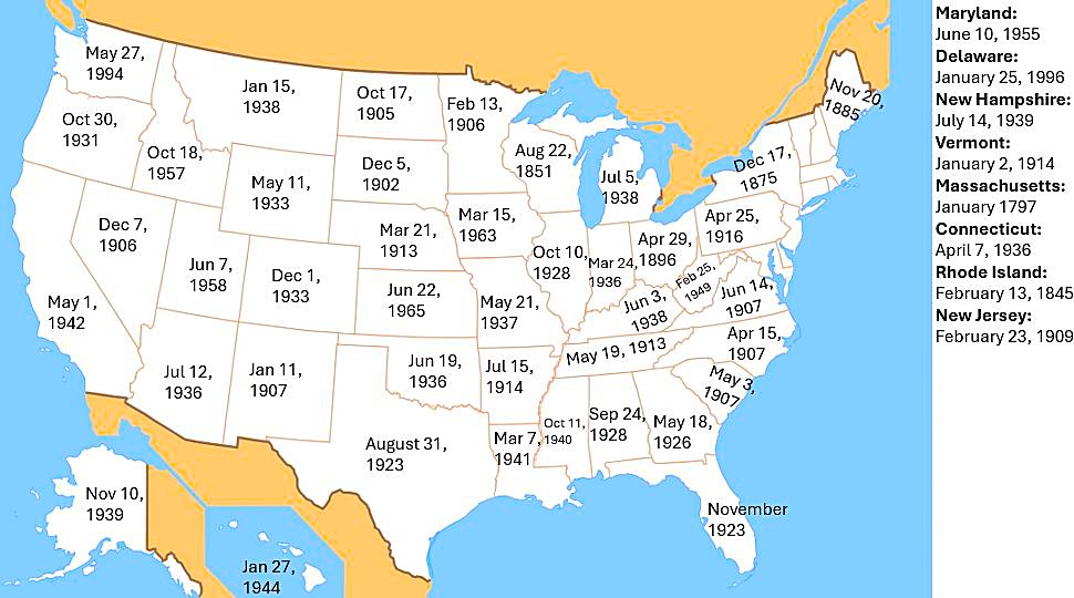 amazingmap's tweet image. How recently each state used hanging as a form of execution