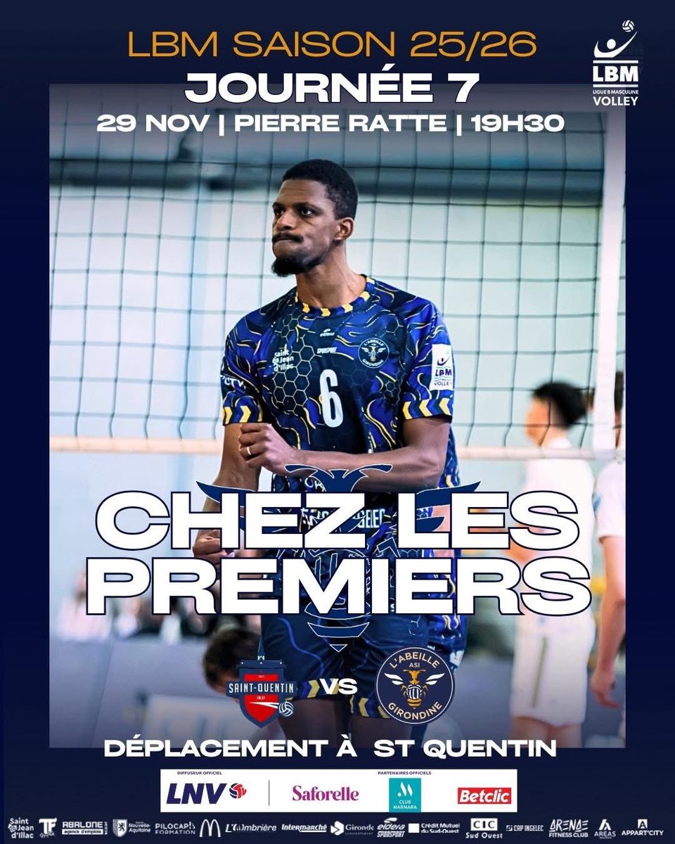ASIVB's tweet image. [ 𝗖𝗵𝗲𝘇 𝗹𝗲𝘀 𝗽𝗿𝗲𝗺𝗶𝗲𝗿𝘀 ]
Notre LBM se déplace chez le leader Saint-Quentin pour la J7 ! 🐝
Actuels 6e, nos joueurs sont prêts à frapper fort 💥
📅 Jour de match – 19h30
📍 Palais des Sports Pierre Ratte
Un vrai choc au sommet.
#volleyball #sport #saintquentin