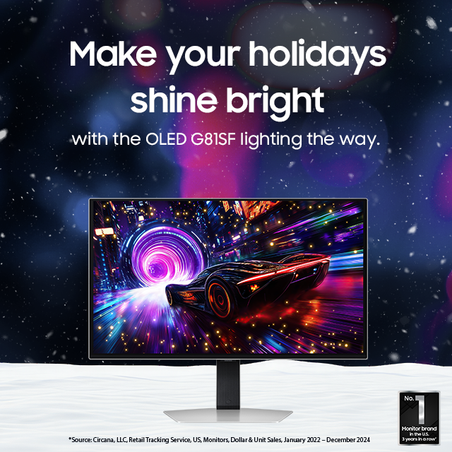 SamsungUS's tweet image. A screen with style is the gift that keeps on giving - all year long 🎁

Experience deeper colors and heart-pounding precision on a monitor that was built to immerse you in your favorite worlds. Check out the holiday deals on this game-changing tech: bit.ly/3XNCNo0
