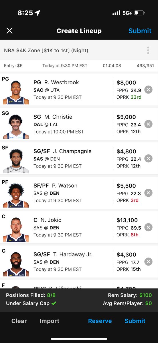 11-28 #NBA #DFS #Draftkings #fantasy  Night time with Jokic.