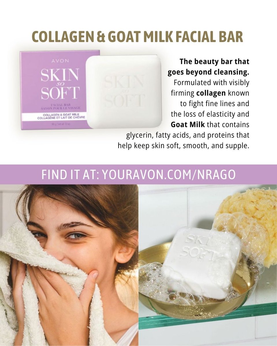 🌸 The beauty classic that loves your skin back—Skin So Soft Facial Bar. Collagen &amp; goat milk nourish while coconut &amp; soybean oils leave skin soft and hydrated. bit.ly/3K5nMKK

#SmartBeauty #SkinSoSoft #AvonLadyNJ