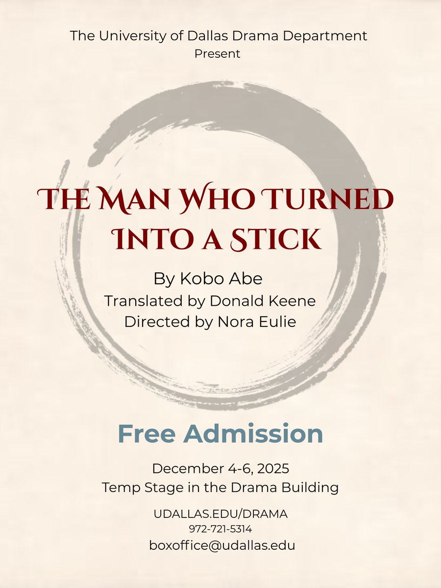 UDDRAMA's tweet image. Save the date for The Man Who Turned Into A Stick and Polaroid Stories, showing from December 4-6 in the Drama building!

Produced by special arrangement with THE DRAMATIC PUBLISHING COMPANY of Woodstock, Illinois.