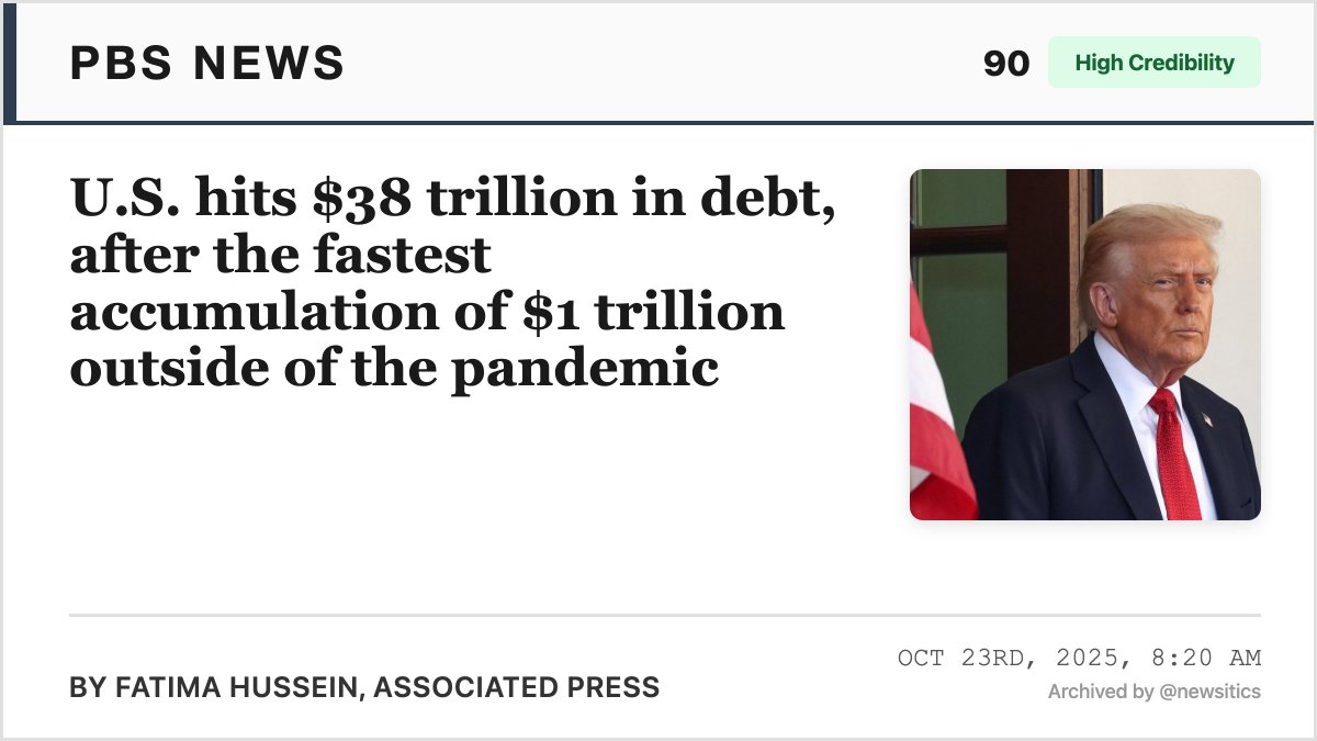 The fastest $1 trillion spike in debt outside a pandemic, all under Trump’s watch. But sure, tell me again how he’s “good with money.”
