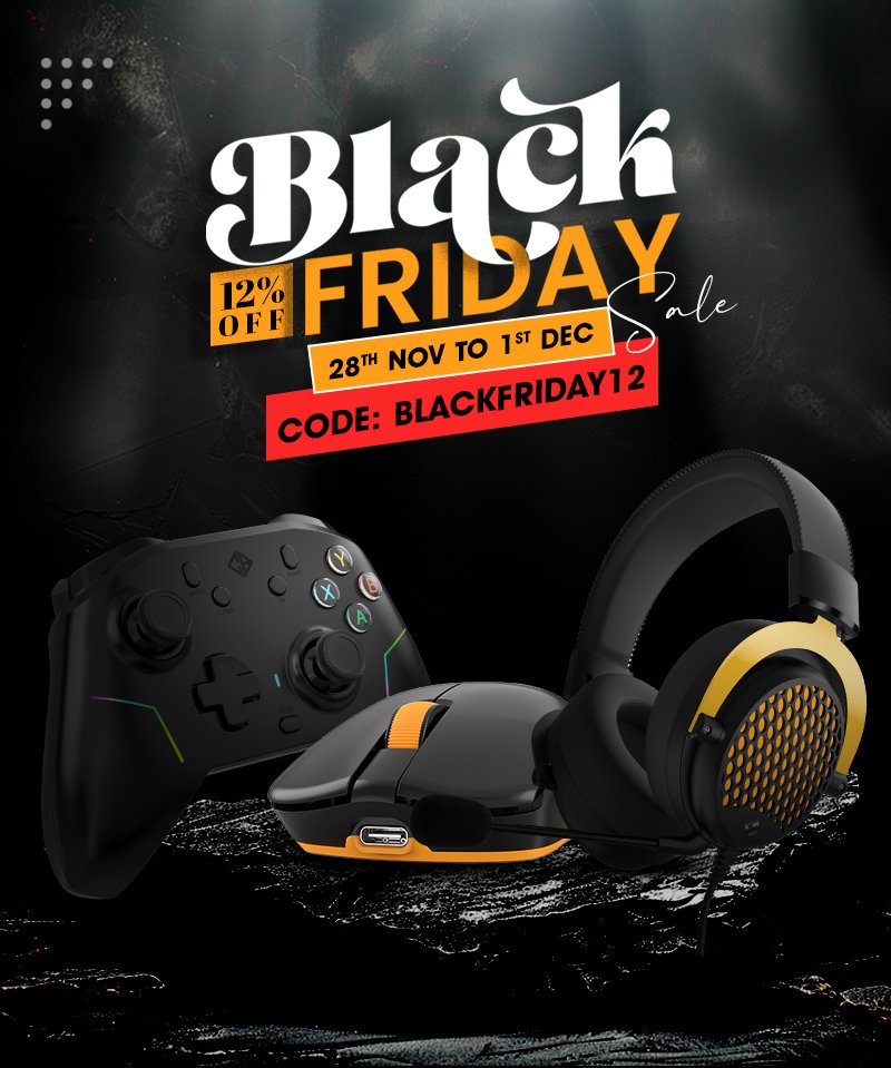 cosmicbyteindia's tweet image. The Black Friday Sale is LIVE!
From controllers to keyboards, your dream setup is now closer than ever at prices you can’t ignore.
Order Now: thecosmicbyte.com
USE CODE: BLACKFRIDAY12
#CosmicByte #SwitchToGodMode #BlackFrida
y #Sale #BlackFridaySale #GamingSale #GamingGear