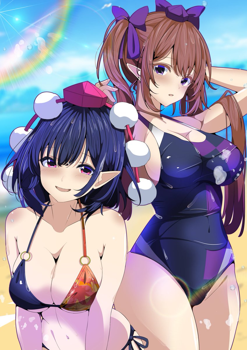 姫海棠はたて ,射命丸文 「ケンタッキー行きたいね! #いい肉の日」|きたうらかすみのイラスト