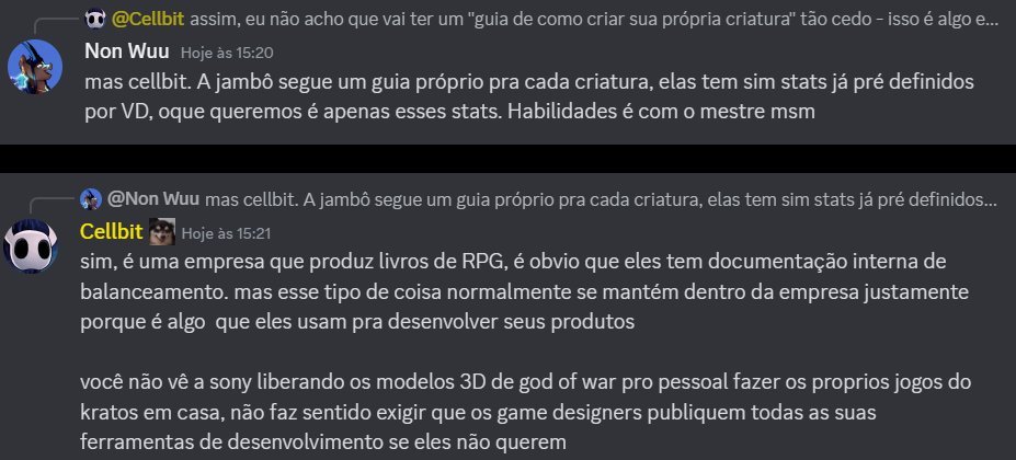 RaiokanRkn's tweet photo. Qual a opinião de vocês sobre isso??

Contexto do mundo do RPG: Pathfinder, DnD e até mesmo T20 tem um manual sobre como criar suas ameaças
