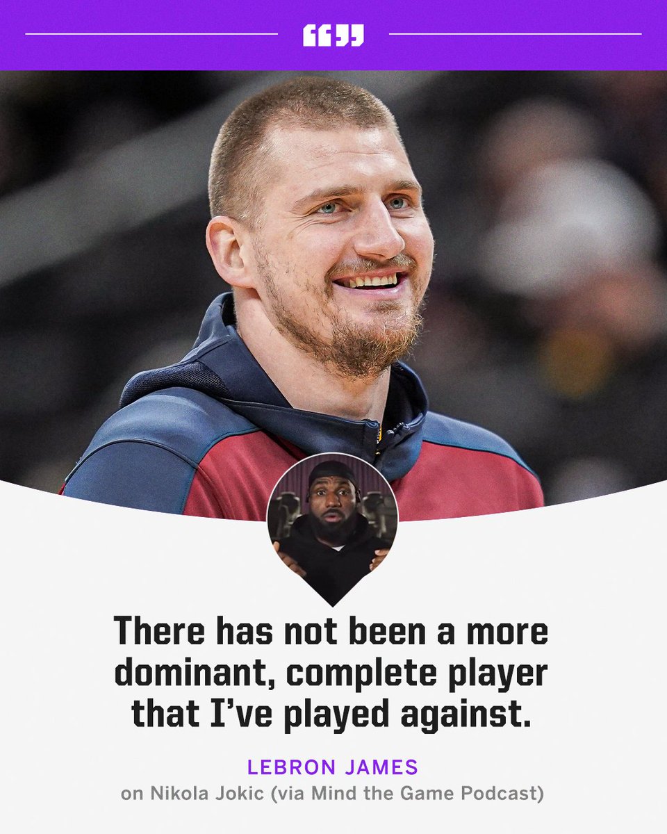 LeBron with some HIGH praise for the Joker 👀 

(via @mindthegamepod) 
