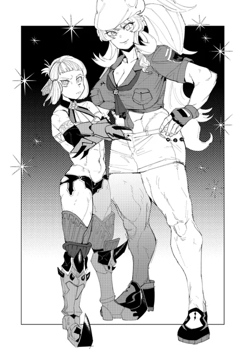 友人のうぐいすさん(@ugis0sigu)の本に寄稿させていただいた1枚です!聖杯鯖の2人だよ〜! 