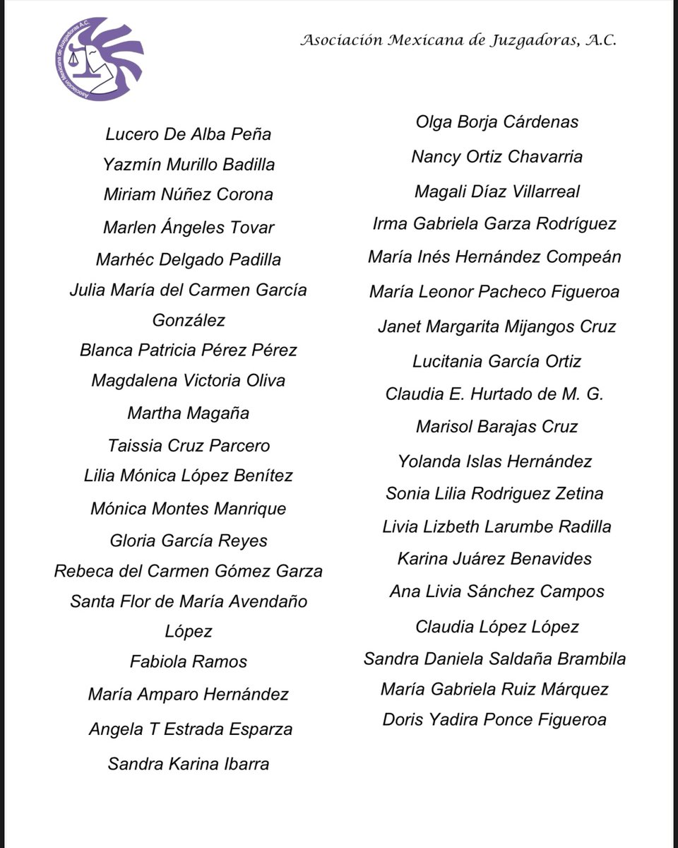 Magistrada Emilia Molina tú nos pusiste el ejemplo de levantar la voz.
Las asociadas firmantes de AMJAC hacemos un llamado para que la dignidad y la independencia judicial sean respetadas.