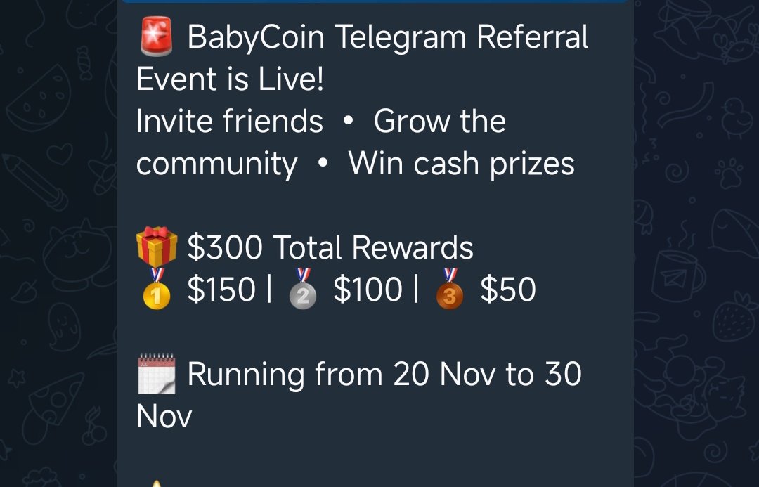 Join Babycoin lnvite contest, ends on the 30th

Enter the group and request for your link if you wish to join 

Get started 👇👇 
t.me/+d46Kh5Uocdc5M…