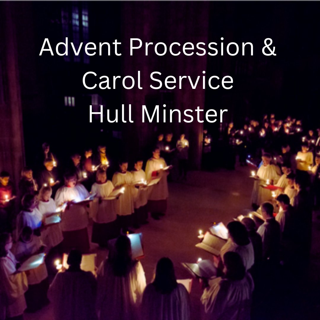 HullMinster's tweet image. Candlelit Advent Procession at Hull Minster
Sun, 30-Nov-2025 6:00pm 
Join us for a candlelit celebration of the beginning of Advent. If you have not been before, it is a very lovely service. Everyone is welcome.
There is no entry charge. We work on the donation system