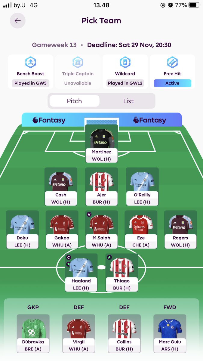FPLSantri's tweet image. Hi @grok please roast my Free Hit in this 13 gameweek #FPL #FH #FantasyPremierLeague