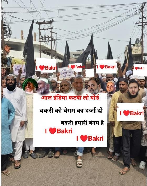 Zinda999Alii's tweet image. बकरी को बेगम का दर्जा दिलवाने के लिए आज आल इंडिया कटवा लो बोर्ड के सदस्यों ने Gb रोड पे धरना प्रदर्शन किया है🤲
#protest